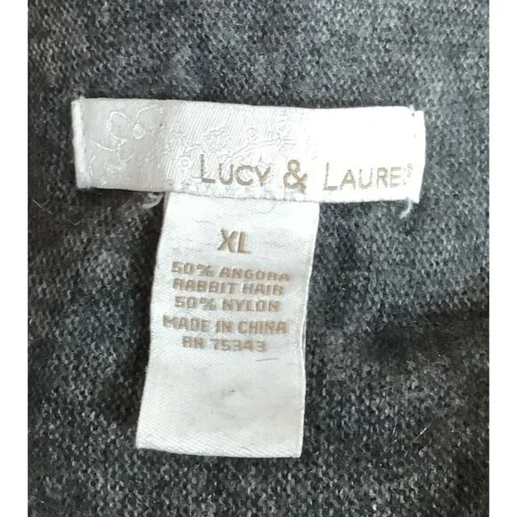 Lucy & Laurel Angora Blend Waterfall Cardigan XL Womens Gray - Picture 3 of 4
